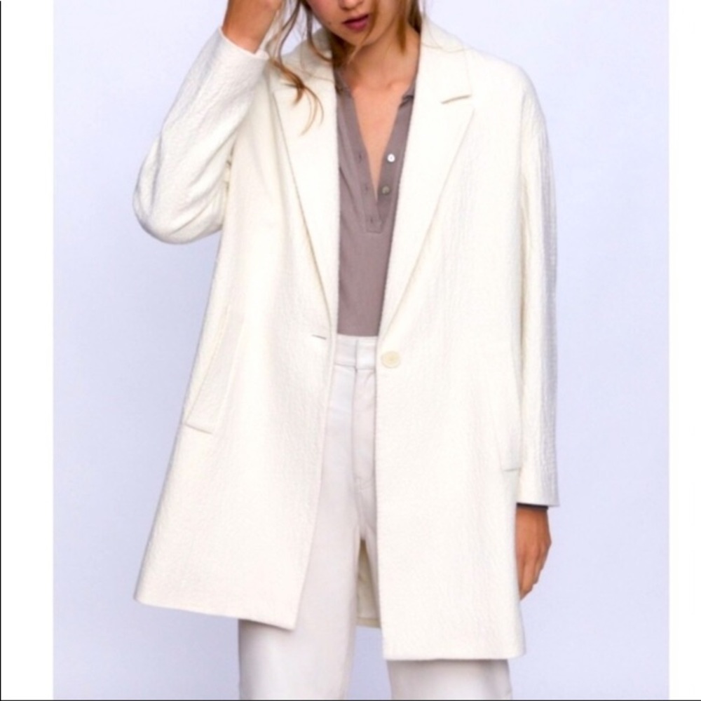 Zara’s textured wool blend coat